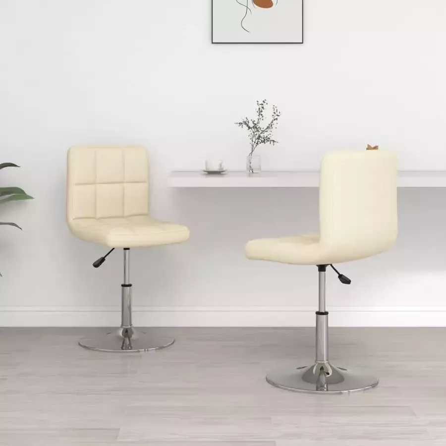 Prolenta Premium Eetkamerstoelen 2 st kunstleer crèmekleurig