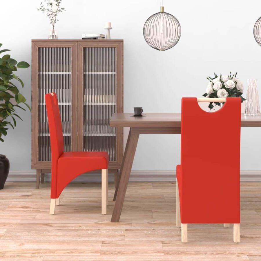 Prolenta Premium Eetkamerstoelen 2 st kunstleer rood