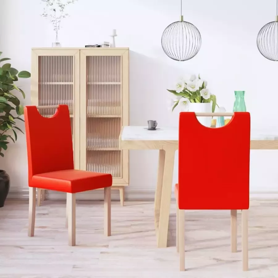 Prolenta Premium Eetkamerstoelen 2 st kunstleer rood