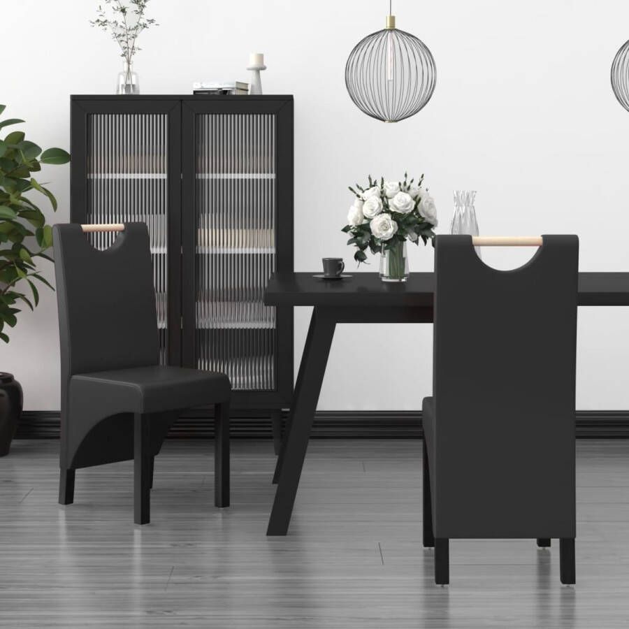 Prolenta Premium Eetkamerstoelen 2 st kunstleer zwart