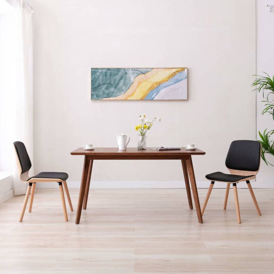 Prolenta Premium Eetkamerstoelen 2 st kunstleer zwart