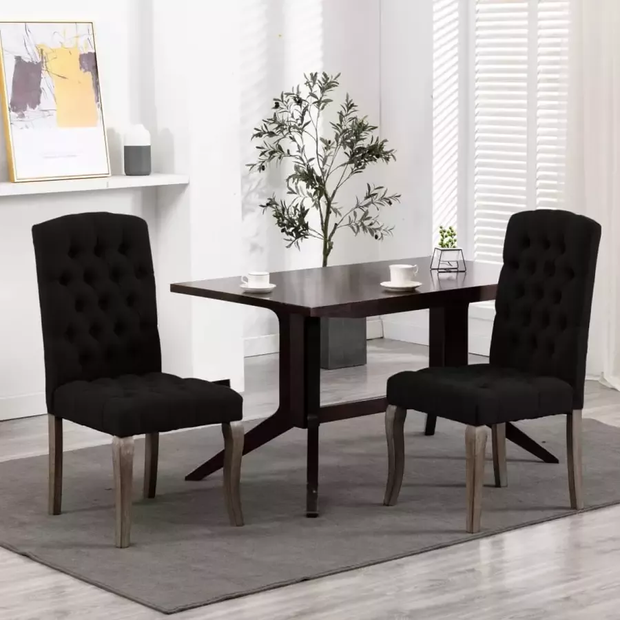 Prolenta Premium Eetkamerstoelen 2 st linnen-look stof zwart