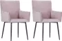 Prolenta Premium Eetkamerstoelen 2 st met armleuningen fluweel roze - Thumbnail 2