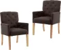 Prolenta Premium Eetkamerstoelen 2 st met armleuningen stof bruin - Thumbnail 2