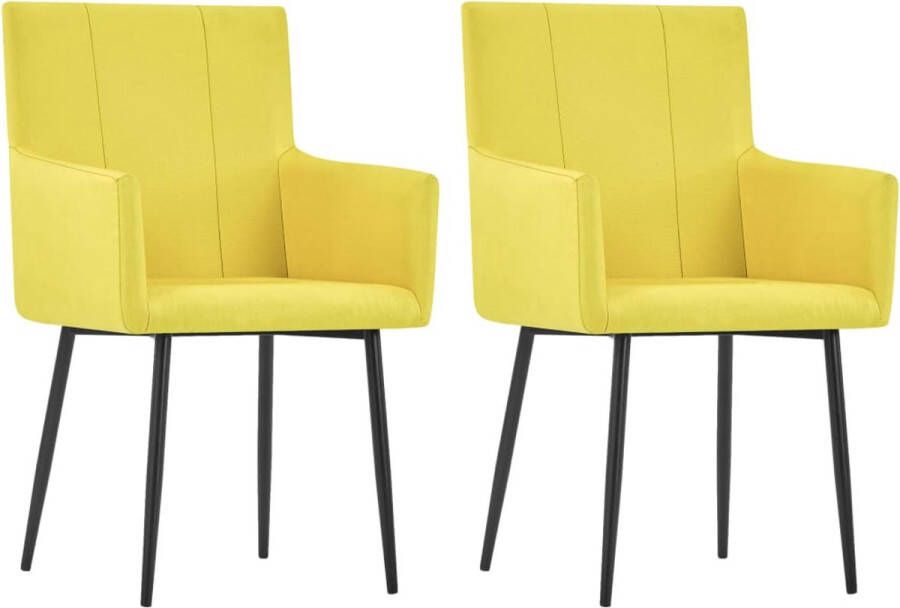 Prolenta Premium Eetkamerstoelen 2 st met armleuningen stof geel