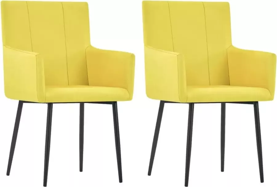 Prolenta Premium Eetkamerstoelen 2 st met armleuningen stof geel