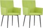 Prolenta Premium Eetkamerstoelen 2 st met armleuningen stof groen - Thumbnail 2