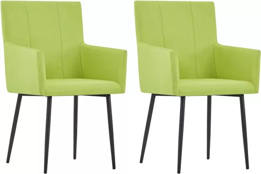 Prolenta Premium Eetkamerstoelen 2 st met armleuningen stof groen