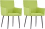Prolenta Premium Eetkamerstoelen 2 st met armleuningen stof groen - Thumbnail 1