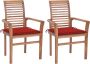 ForYou Prolenta Premium Eetkamerstoelen 2 st met rode kussens massief teakhout - Thumbnail 2