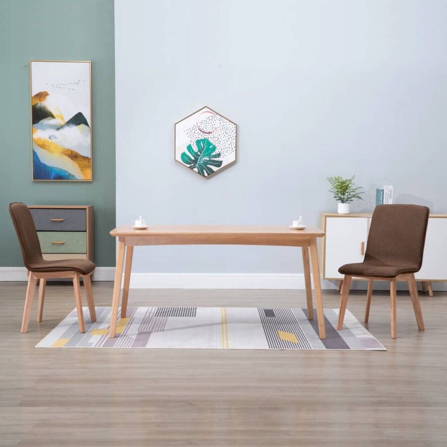 Prolenta Premium Eetkamerstoelen 2 st stof en massief eikenhout bruin