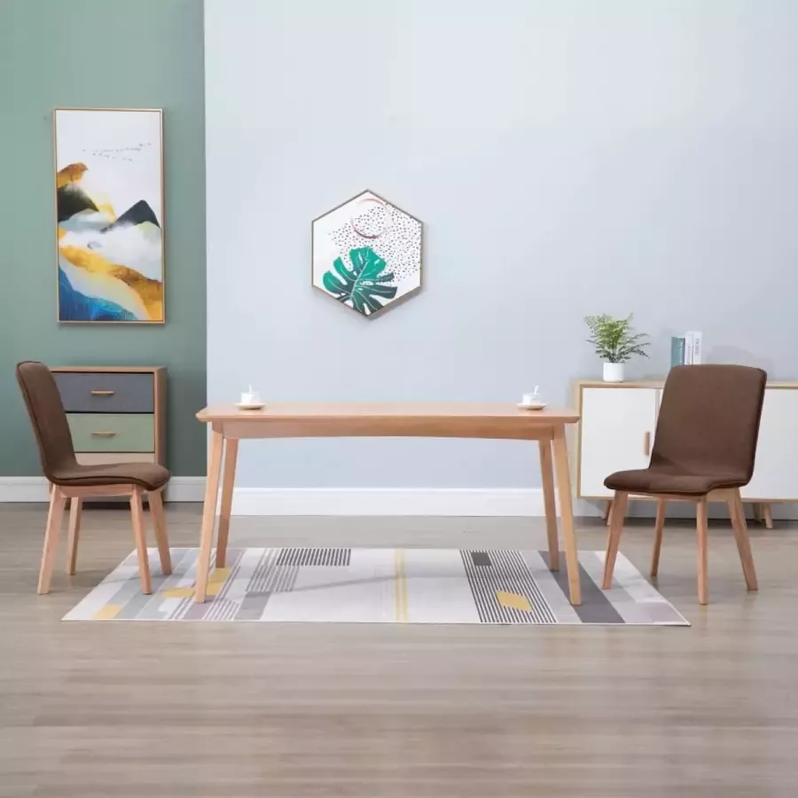 Prolenta Premium Eetkamerstoelen 2 st stof en massief eikenhout bruin