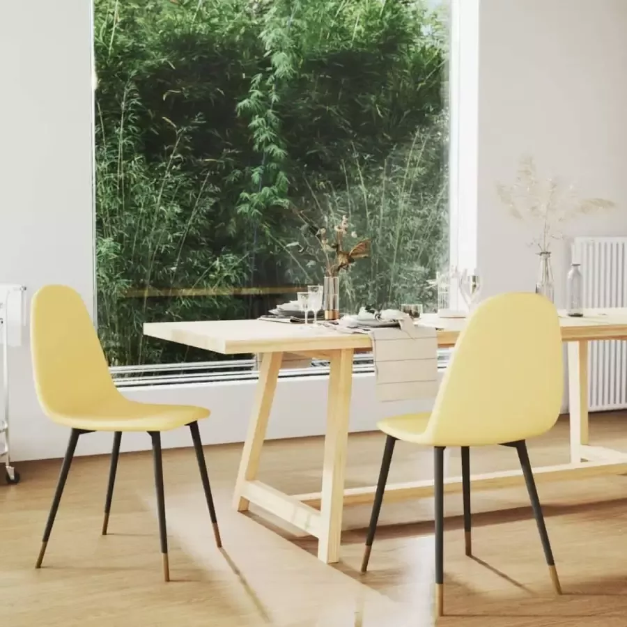 Prolenta Premium Eetkamerstoelen 2 st stof mosterdgeel