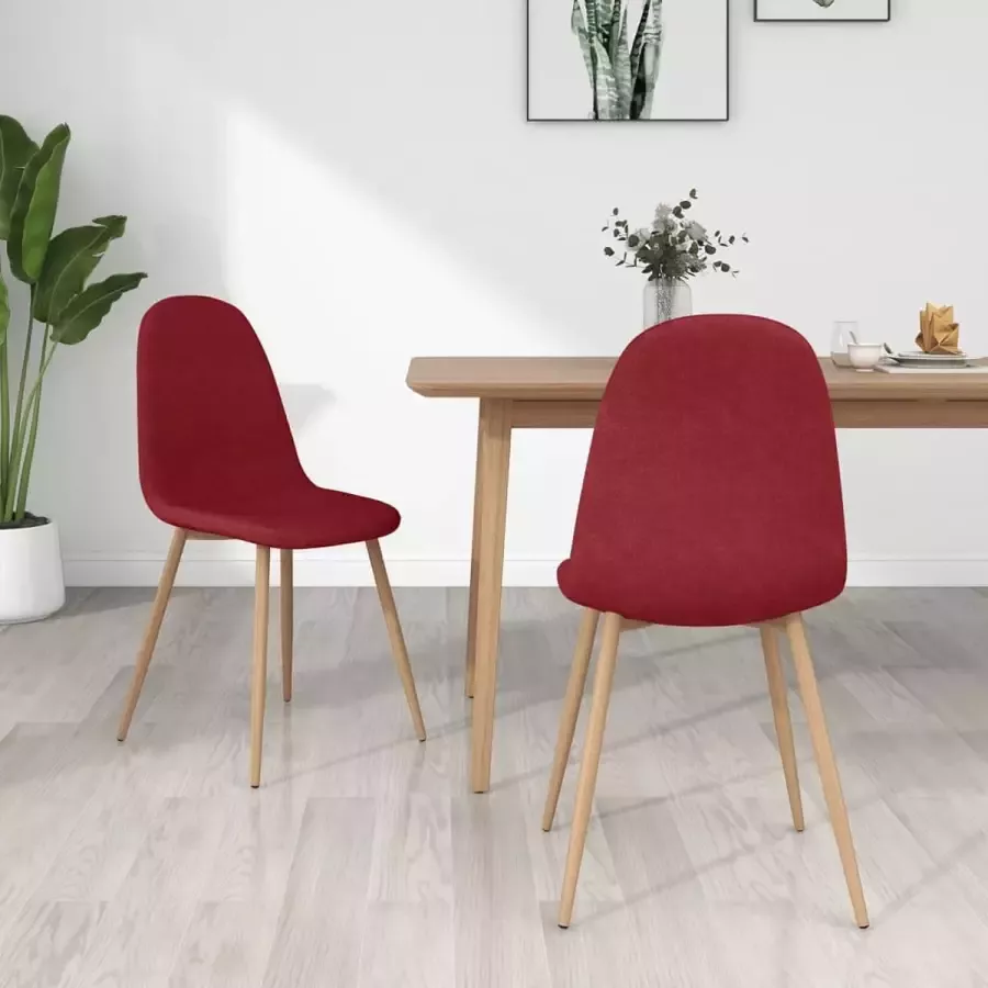 Prolenta Premium Eetkamerstoelen 2 st stof wijnrood