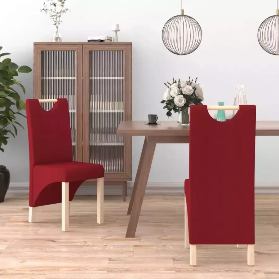 Prolenta Premium Eetkamerstoelen 2 st stof wijnrood