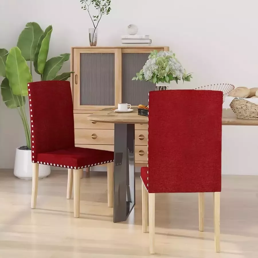 Prolenta Premium Eetkamerstoelen 2 st stof wijnrood