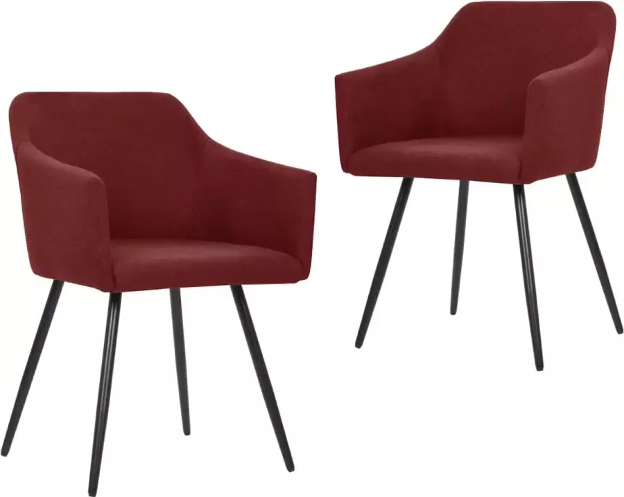 Prolenta Premium Eetkamerstoelen 2 st stof wijnrood