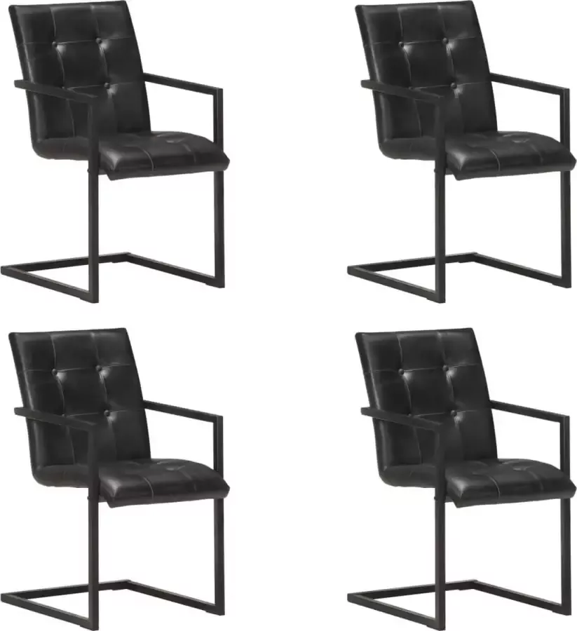 ForYou Prolenta Premium Eetkamerstoelen 4 st echt leer zwart - Foto 2