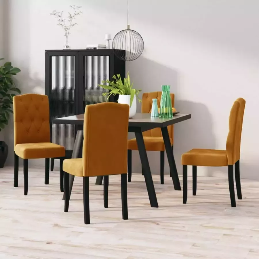 Prolenta Premium Eetkamerstoelen 4 st fluweel bruin