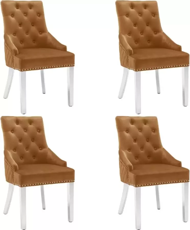 Prolenta Premium Eetkamerstoelen 4 st fluweel bruin