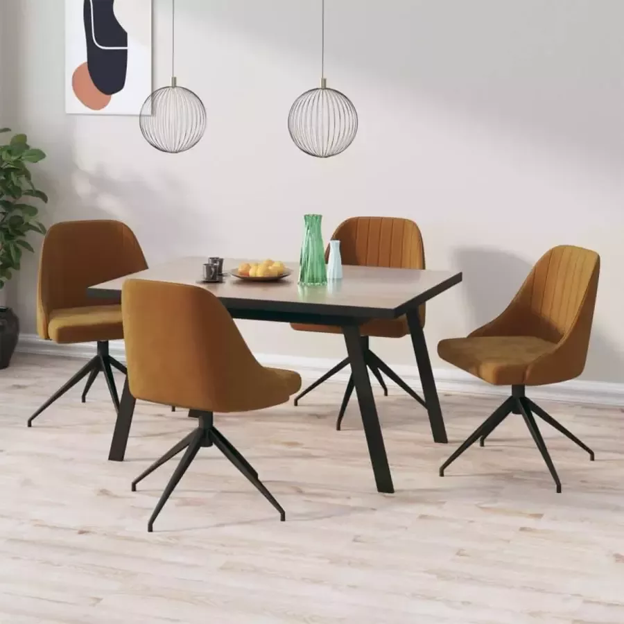 Prolenta Premium Eetkamerstoelen 4 st fluweel bruin