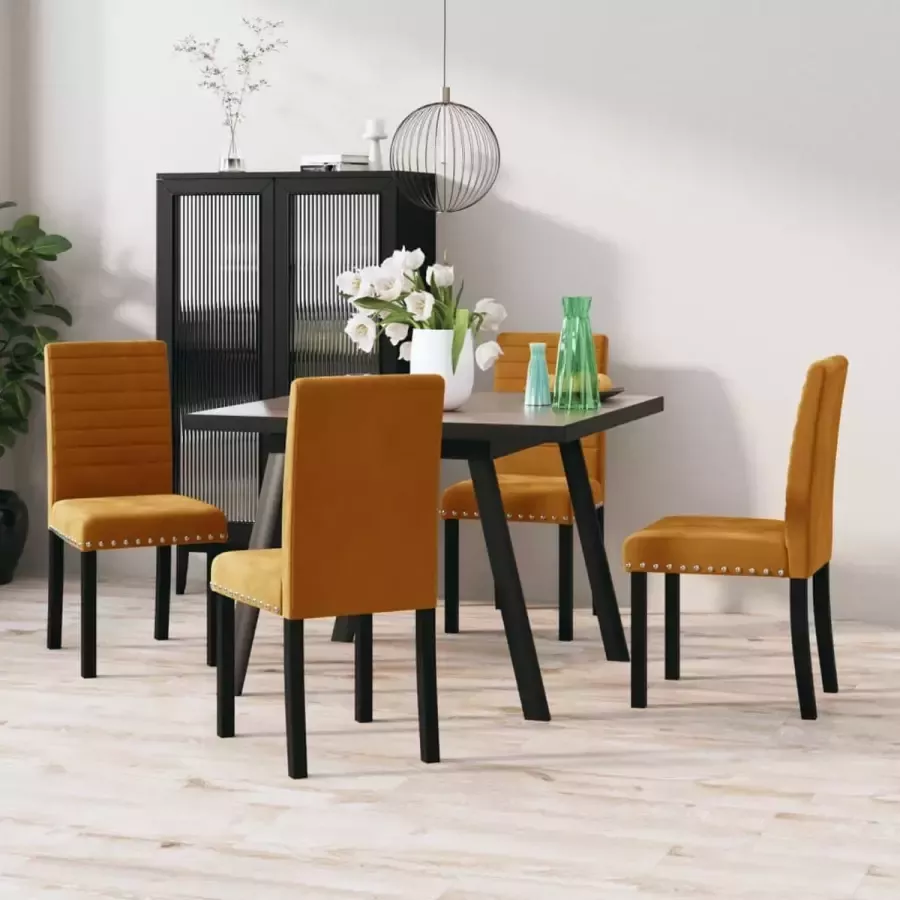 ForYou Prolenta Premium Eetkamerstoelen 4 st fluweel bruin - Foto 8
