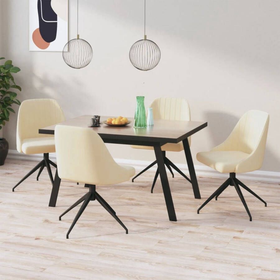 Prolenta Premium Eetkamerstoelen 4 st fluweel crèmekleurig