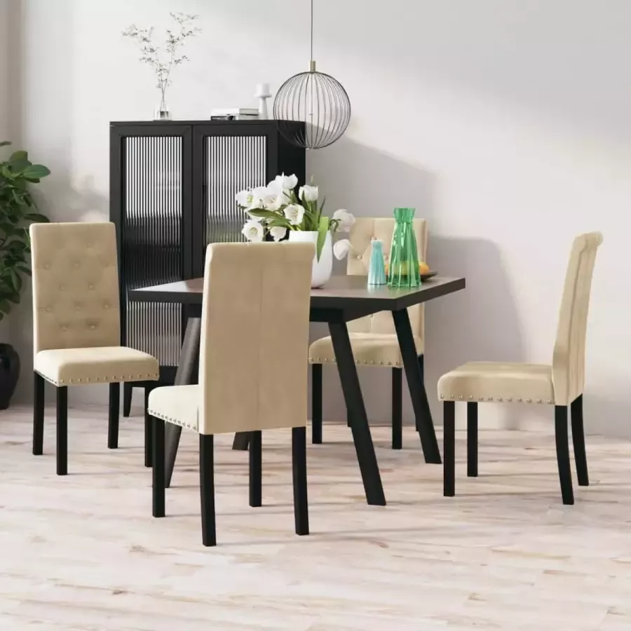 ForYou Prolenta Premium Eetkamerstoelen 4 st fluweel crèmekleurig - Foto 3