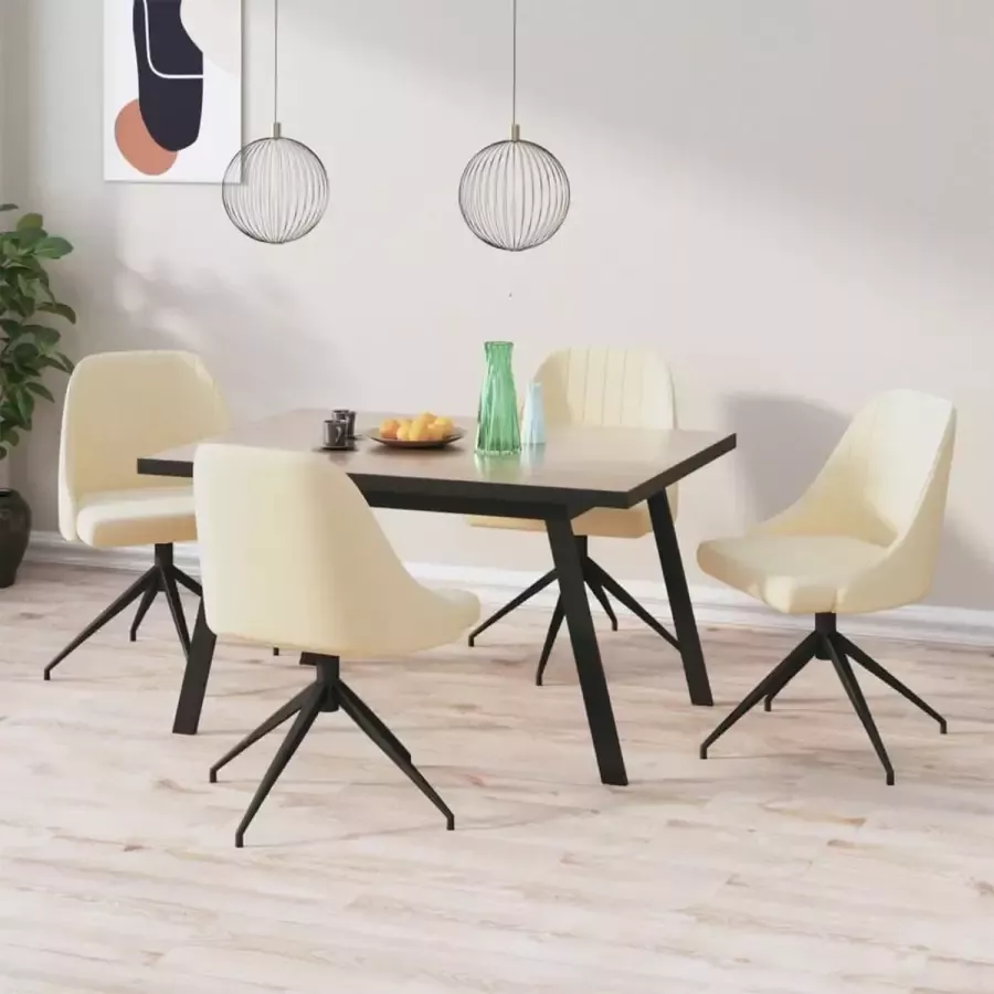 ForYou Prolenta Premium Eetkamerstoelen 4 st fluweel crèmekleurig - Foto 4
