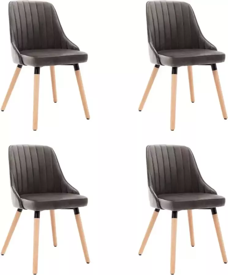 ForYou Prolenta Premium Eetkamerstoelen 4 st fluweel donkergrijs - Foto 7