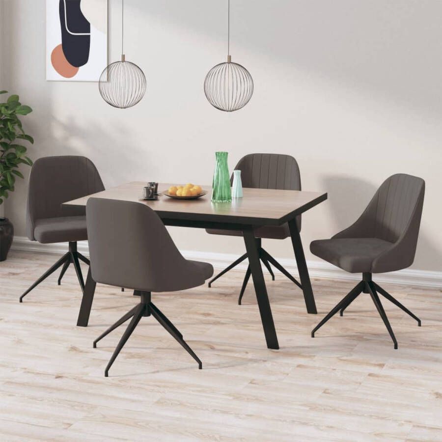 Prolenta Premium Eetkamerstoelen 4 st fluweel donkergrijs