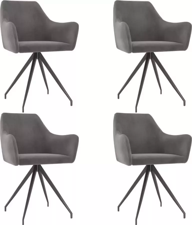 ForYou Prolenta Premium Eetkamerstoelen 4 st fluweel donkergrijs - Foto 6