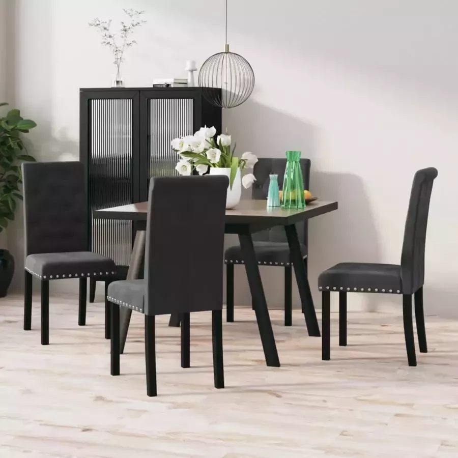 ForYou Prolenta Premium Eetkamerstoelen 4 st fluweel donkergrijs