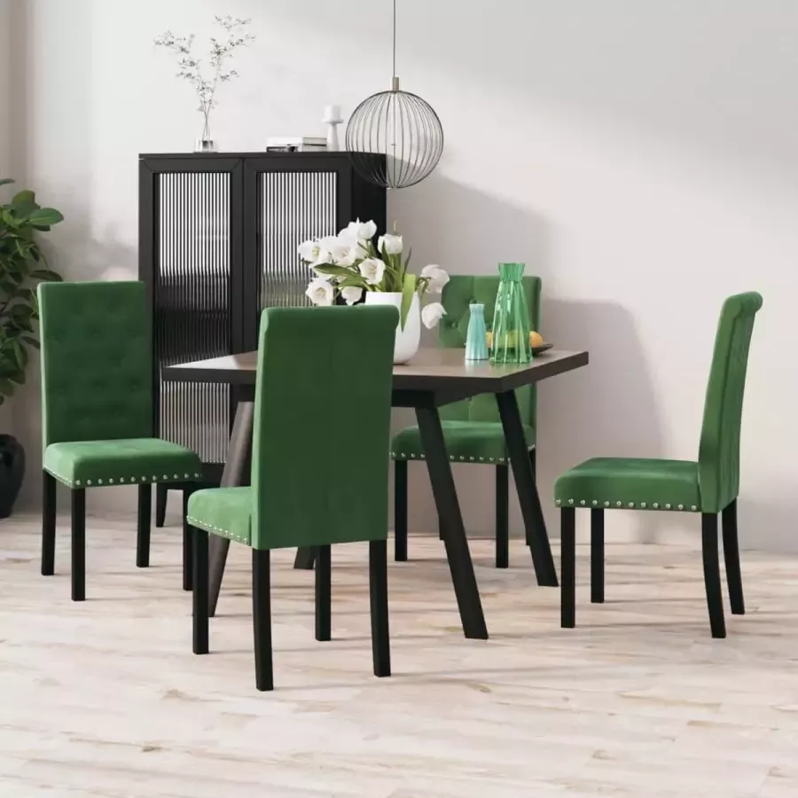 ForYou Prolenta Premium Eetkamerstoelen 4 st fluweel donkergroen - Foto 4