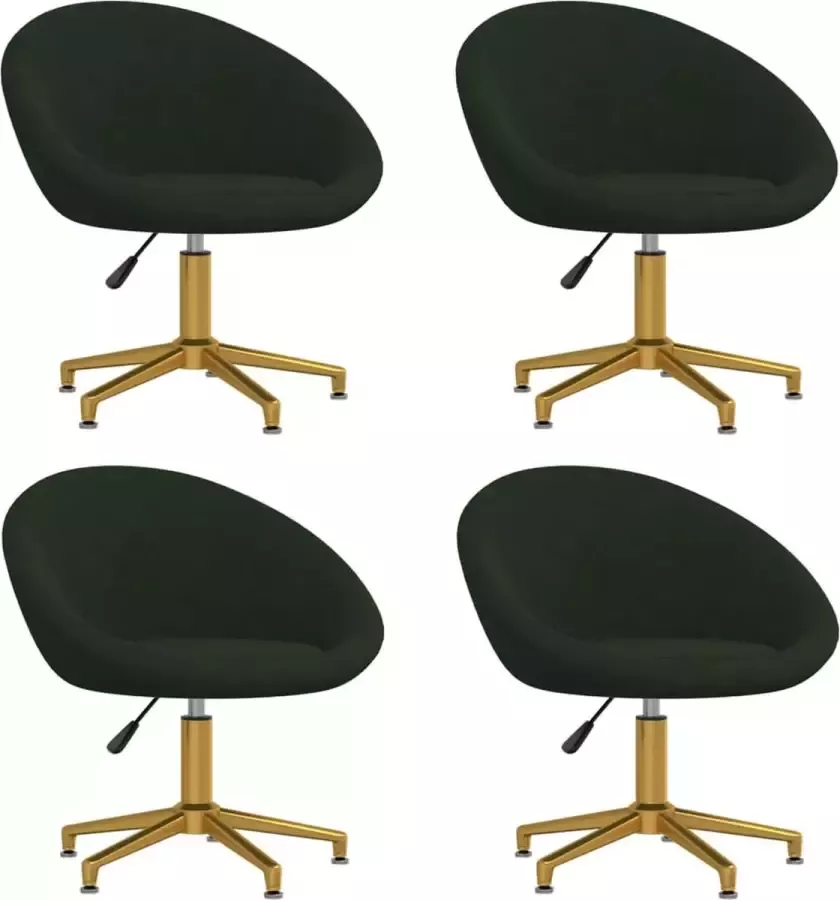 ForYou Prolenta Premium Eetkamerstoelen 4 st fluweel donkergroen - Foto 6