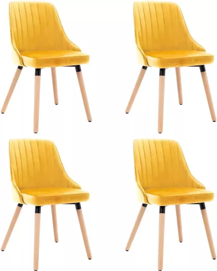 ForYou Prolenta Premium Eetkamerstoelen 4 st fluweel geel - Foto 8