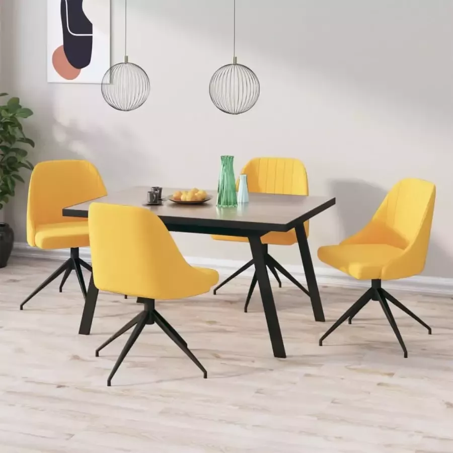 ForYou Prolenta Premium Eetkamerstoelen 4 st fluweel geel - Foto 3
