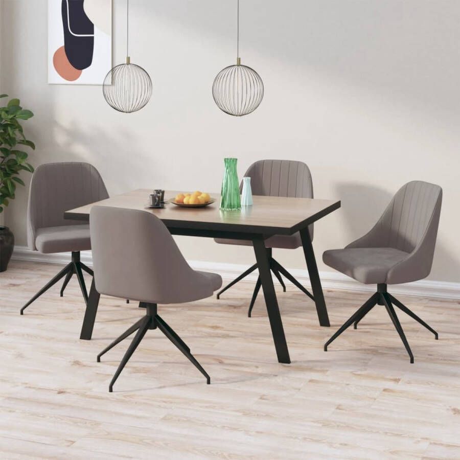 Prolenta Premium Eetkamerstoelen 4 st fluweel lichtgrijs