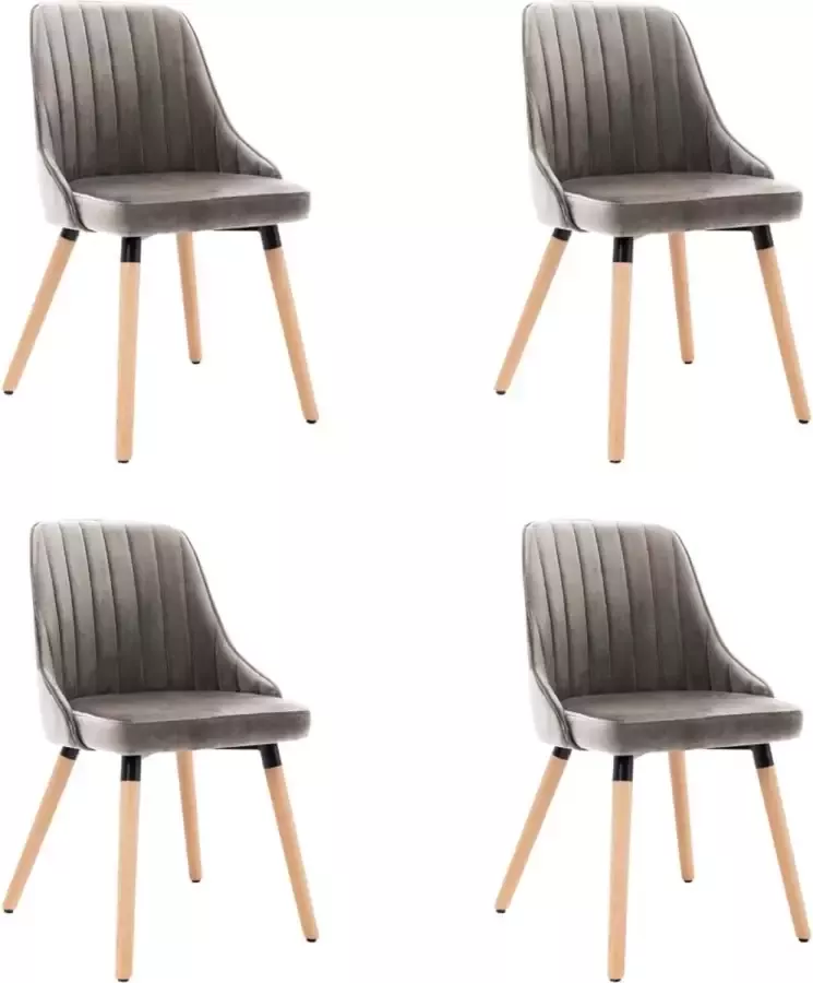 ForYou Prolenta Premium Eetkamerstoelen 4 st fluweel lichtgrijs - Foto 8