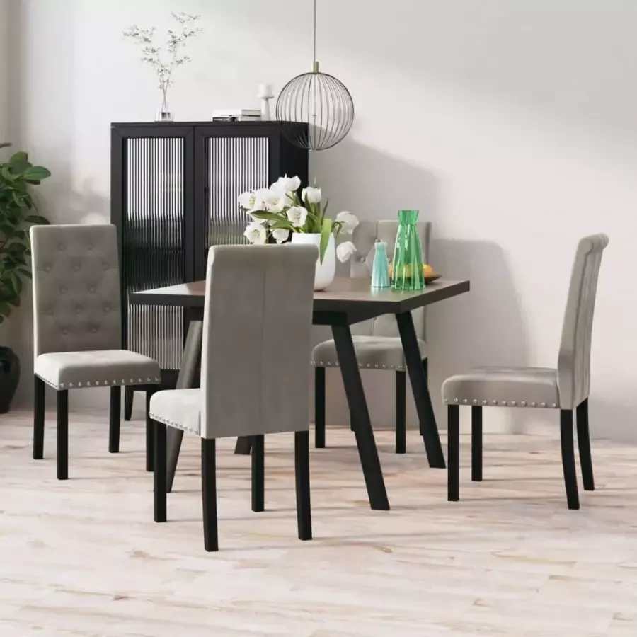 ForYou Prolenta Premium Eetkamerstoelen 4 st fluweel lichtgrijs - Foto 2