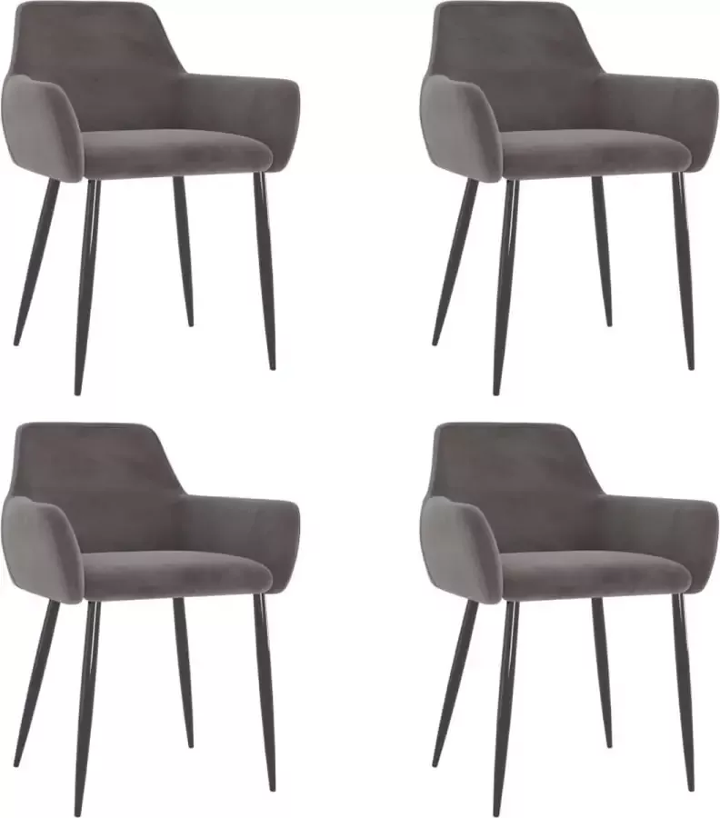 ForYou Prolenta Premium Eetkamerstoelen 4 st fluweel lichtgrijs - Foto 6