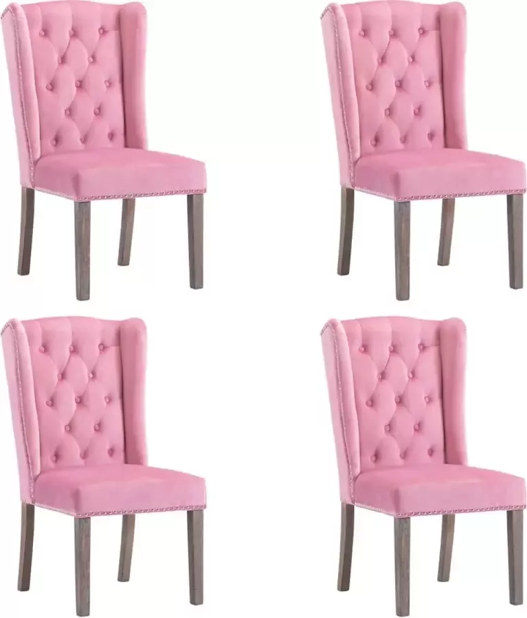 ForYou Prolenta Premium Eetkamerstoelen 4 st fluweel roze - Foto 5