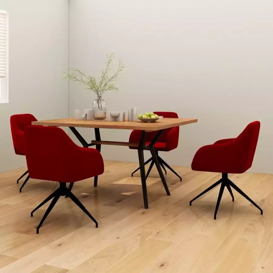 Prolenta Premium Eetkamerstoelen 4 st fluweel wijnrood