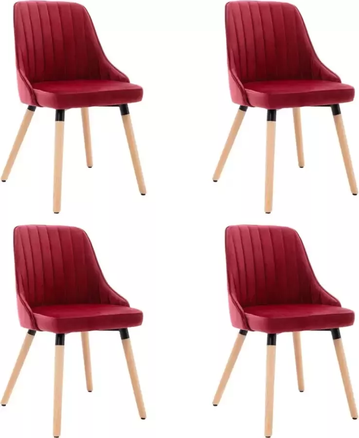 ForYou Prolenta Premium Eetkamerstoelen 4 st fluweel wijnrood - Foto 7