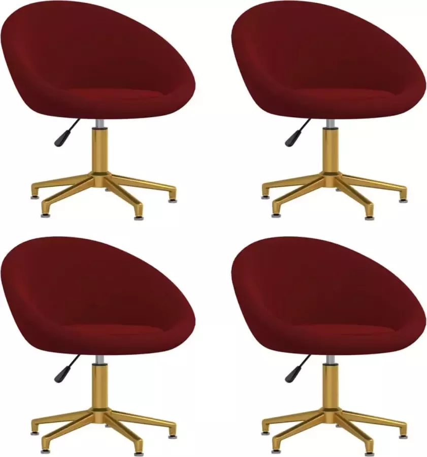 ForYou Prolenta Premium Eetkamerstoelen 4 st fluweel wijnrood - Foto 5
