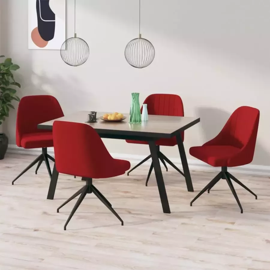 Prolenta Premium Eetkamerstoelen 4 st fluweel wijnrood