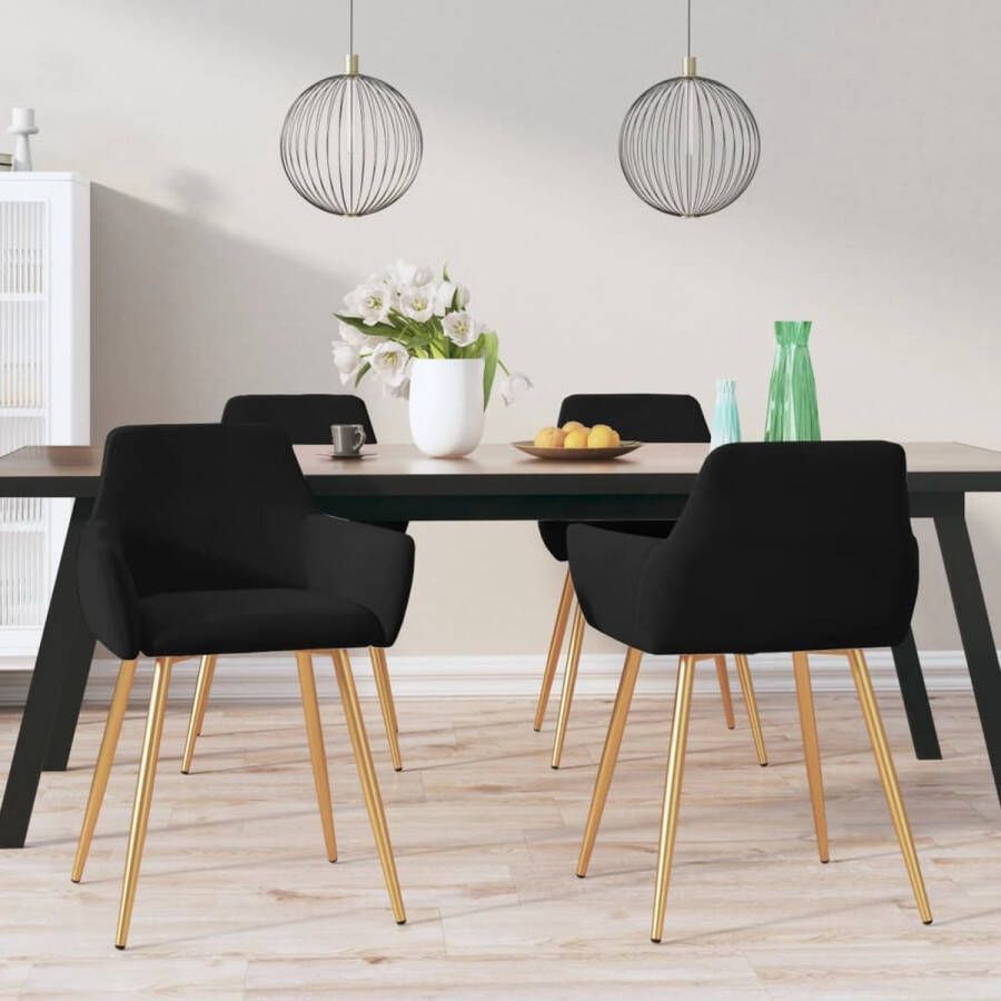 Prolenta Premium Eetkamerstoelen 4 st fluweel zwart