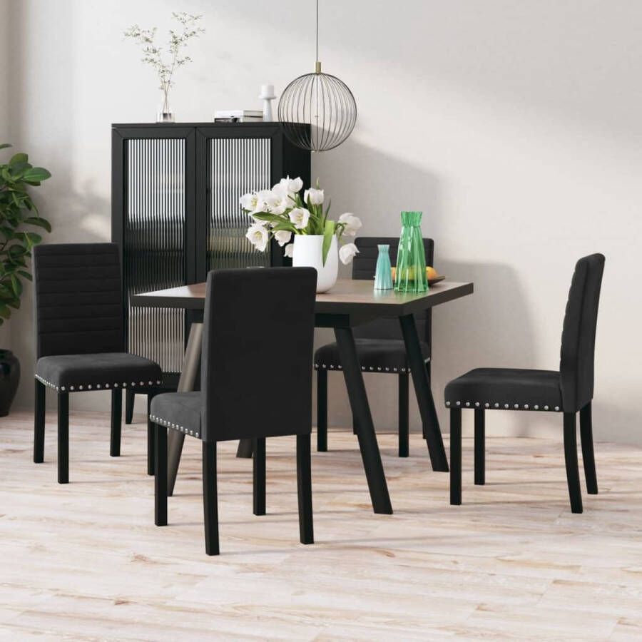 Prolenta Premium Eetkamerstoelen 4 st fluweel zwart