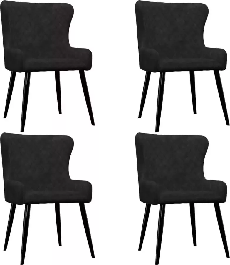 ForYou Prolenta Premium Eetkamerstoelen 4 st fluweel zwart - Foto 8