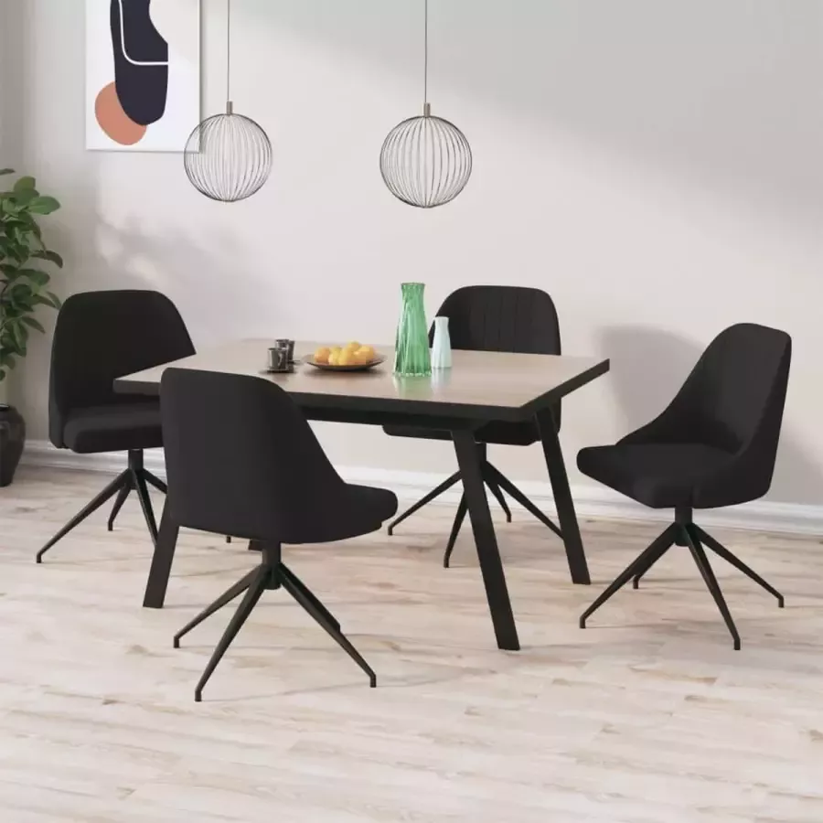 Prolenta Premium Eetkamerstoelen 4 st fluweel zwart